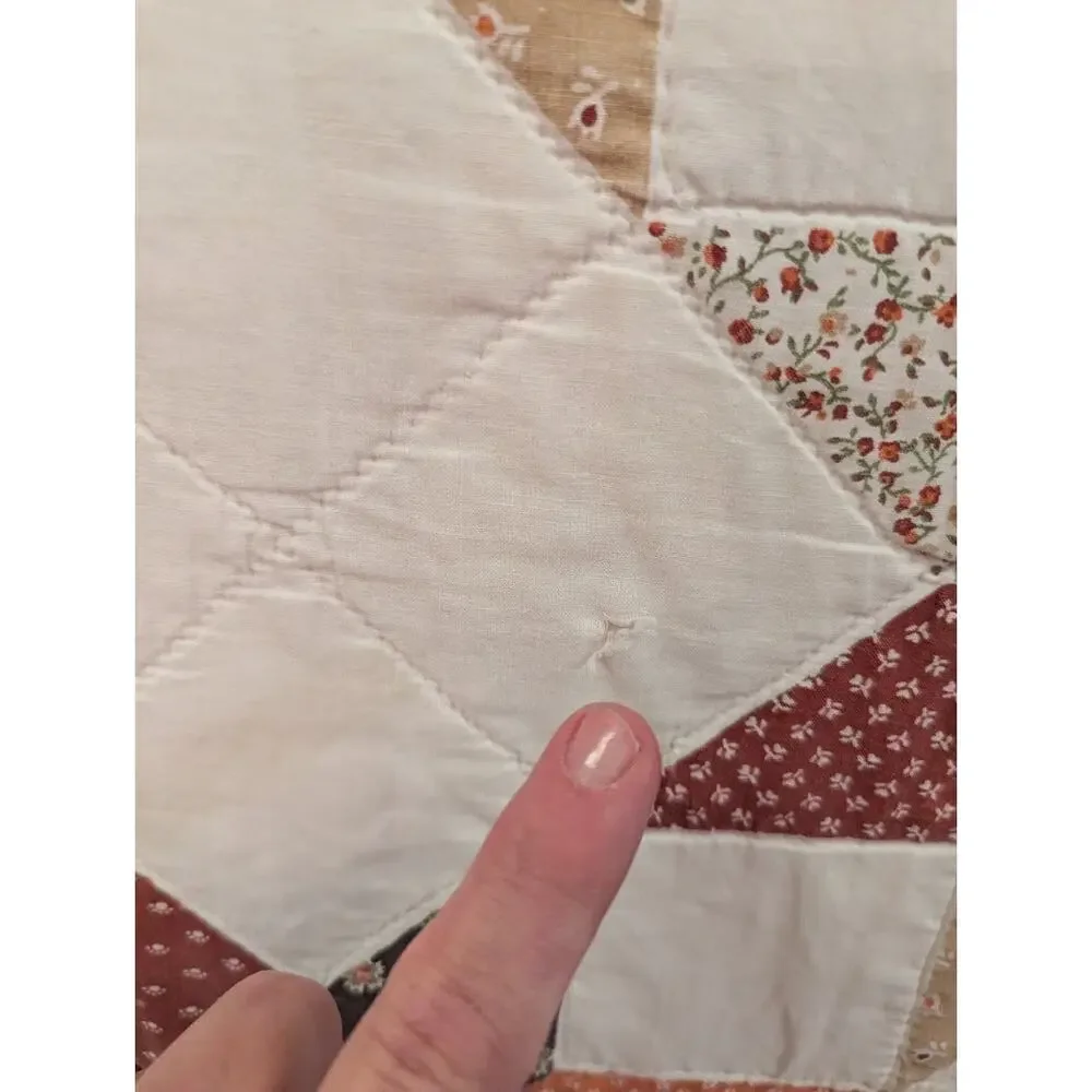 Yellow Multicolor farmhouse quilt HAND sewn Patchwork HEAVY Queen Full 72